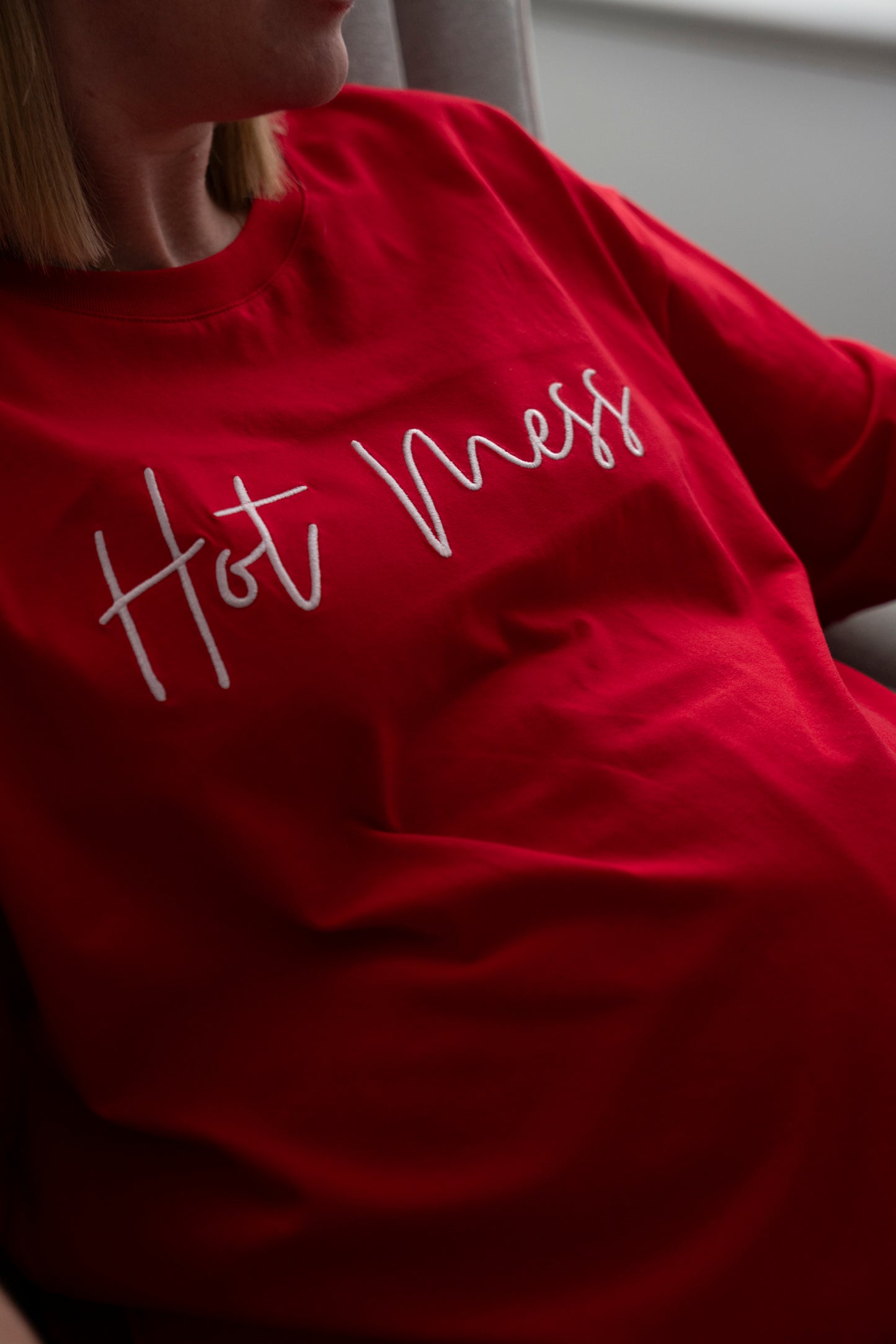 Hot Mess Oversized T-Shirt – Raspberry Red