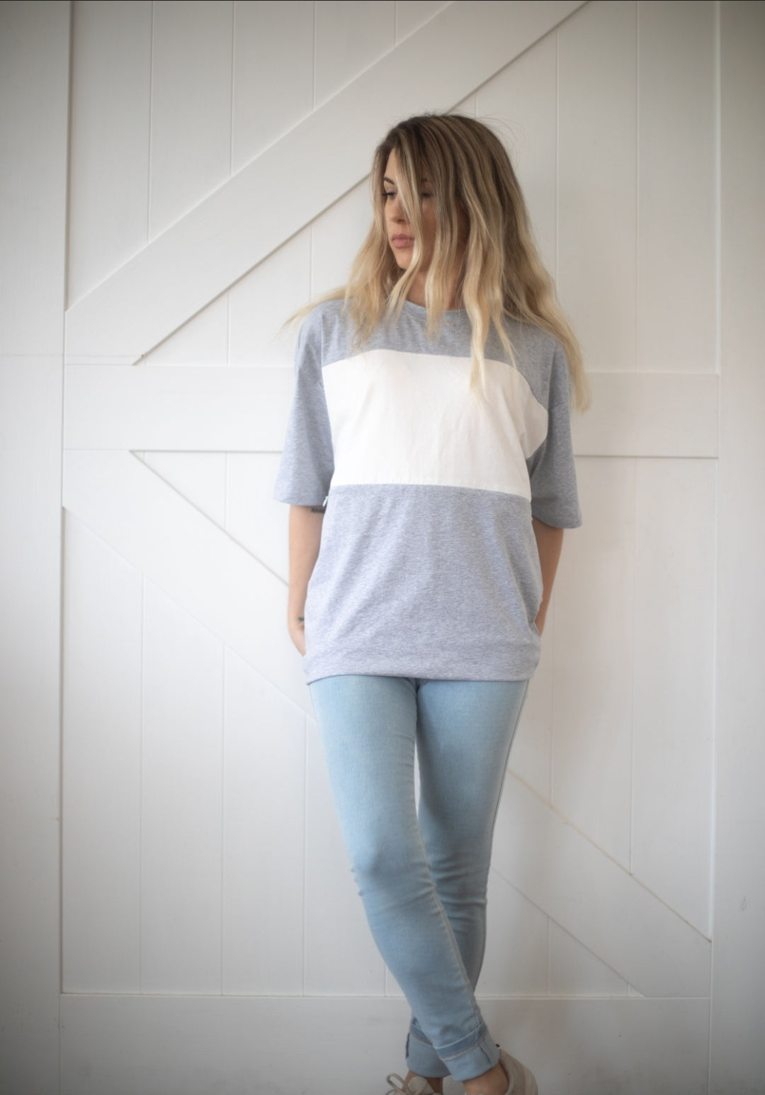 Grey & White Breastfeeding Tee