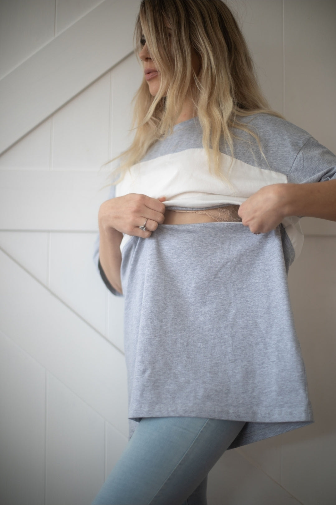 Grey & White Breastfeeding Tee